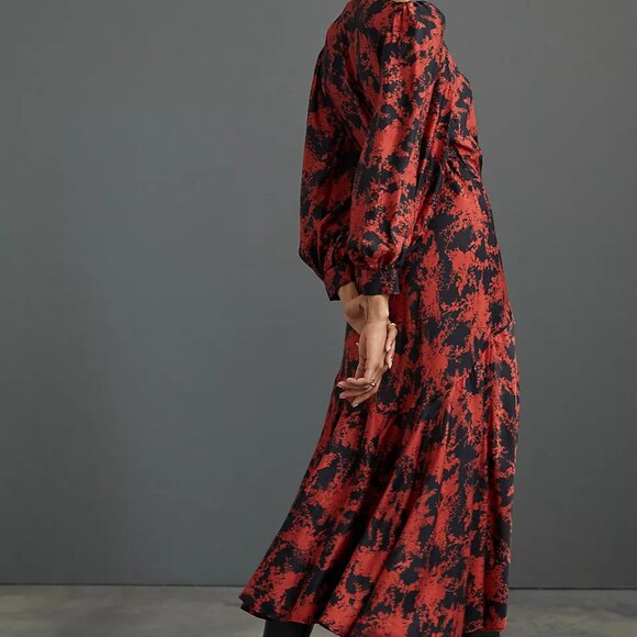 Anthropologie Red and Black Midi Dress - Picture 4 of 7